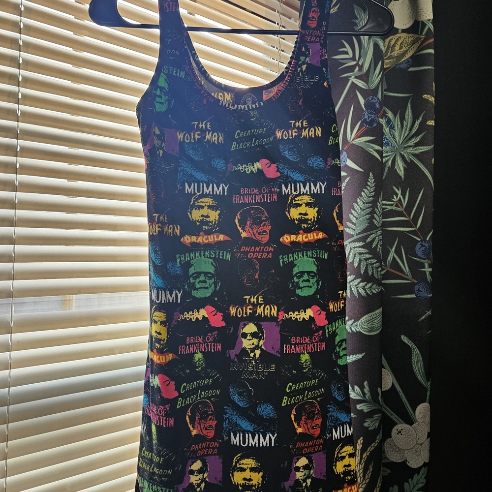 Universal Horror Monsters Colorful Graphic Print Mini Dress